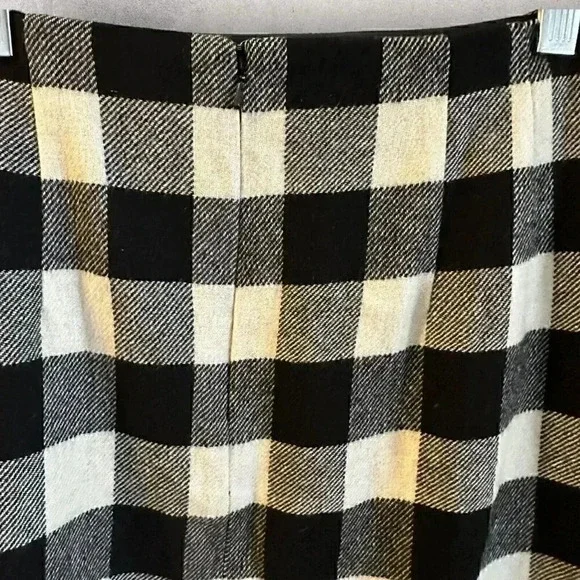 TALBOTS NWT $99 Black White Buffalo Plaid Lined Wool Blend Skirt Women's Size 8 - Picture 7 of 12